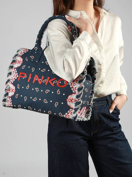 Handtas Logo Shopper Katoen Pinko Blauw logo shopper 6673A3B7 ander zicht 1